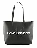 Calvin Klein Jeans Borsa Tote Bag Donna con Zip, Nera (Ck Black), Nero (Black), Taglia Unica