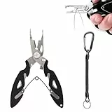 Toulifly Pinze da Pesca, Lega di Titanio Pinze da Pesca,Forbici da Pesca, Estrattore di ami da Pesca Multifunzione Pinza per Pesca a Labbro con Cordino, Accessori per la Pesca Regalo di Pesca