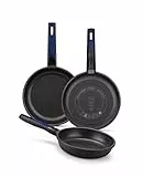 BRA Advanced Set di Padelle, Alluminio/Bachelite, Nero, 18-22-26 cm, 3 Pezzi [Esclusiva Amazon]