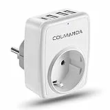 colmanda Presa USB da parete 5 in 1, presa USB multipla con 1 tipo C USB + 3 porte USB, Ladron spina multipla compatibile, caricatore USB da parete per famiglia, ufficio e viaggio