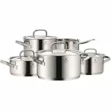 WMF Gourmet Plus Set di Pentole Induzione e Gas in Acciaio Inox 18/10 Cromargan, 5 pezzi, Fondo Transtherm Triplo Strato, Batteria Pentole con 5 Pentole e 4 Coperchi