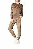 Goldenpoint Donna Tuta Tinta Unita con Tasche in Velour, Colore Beige, Taglia S