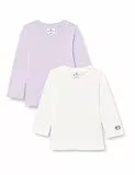 Champion Legacy American Classics TD - C-Logo L-S 2-Pack Crewneck Maglietta a Manica Lunga, off White/Viola Chiaro, 3 Anni Bimba 0-24 FW23