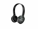 Panasonic RP-HF410B Cuffie Bluetooth, 24 Ore di Riproduzione Wireless, Qualità Audio Extra Bass, Controllo Vocale Compatibile con Smartphone, Design Sottile e Leggero, Pieghevoli, Nero