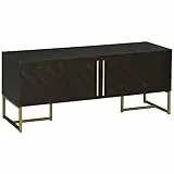 HOMCOM Mobile Porta TV Fino a 55' con 2 Armadietti, Mobile da Salotto in Legno con Gambe in Metallo, 120x39x50 cm, Marrone e Oro