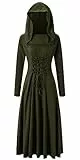 chuangminghangqi Costume Rinascimentale con Cappuccio Medievale Maniche Lunghe Halloween Vestiti Gotico Donna Abito Rinascimentale da Cocktail Vestito Strega Lungo Abiti Vittoriano per Festa(M,Verde)