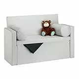 Relaxdays 10022872_550 Panca con Schienale Reclinabile, Cuscini, Pouf Contenitore per Ingresso, Corridoio, 75x115x47cm, Crema