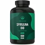 Spirulina Biologica - 600 Compresse - 4.000 mg di dosaggio elevato (75 giorni) Ricca di ficocianina e proteine - Alga Spirulina pura - Analizzato in Italia e confezionato in Germania da TRUE NATURE®
