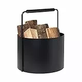 Blomus Wood Basket Ashi, cesto per legna da ardere, deposito per legna da ardere, acciaio, quercia nera
