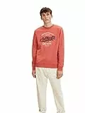 TOM TAILOR Denim Felpa con Stampa, Uomo, Rosso (Smoky Red 10418), XXL