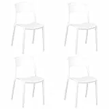 Totò Piccinni Sedia Omega in Polipropilene Moderne Design Impilabile,(L) 43x(P) 50x(A) 84 cm (Bianco, 4)