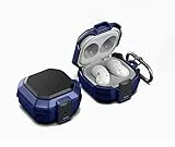 GOKEN Cover Custodia per Samsung Galaxy Buds Live / Buds2 / Buds Pro / Buds2 Pro, in Morbido Silicone TPU e PC Rigido con Moschettone per il Trasporto - Antiurto e Design di Blocco Sicuro, Nero Blu