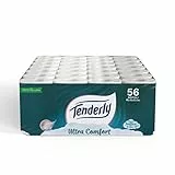 Tenderly Ultra Comfort, 56 rotoli di Carta Igienica Pura, 3 Veli, 200* Strappi per Rotolo, Delicata sulla Pelle, Dermatologicamente Testata