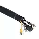 D-Line, Guaina ordinacavi, Tubo per gestione dei cavi, Guaina avvolgicavi con velcro per ordinare i cavi di TV, PC - lunghezza di 1 metro, reversibile nero o bianco