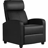 Yaheetech Poltrona Relax Reclinabile Regolabile Divano Monoposto con Poggiapiedi da Soggiorno Camera da Letto 61,5 cm × 87 cm × 99 cm Nero/Similpelle