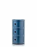 Kartell Componibili Contenitore 3 Elementi, ABS, Base Tonda, Blu, 32 x 32 x 58.5 cm