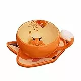 ZOEDT Tazza da caffè in Ceramica Stile Volpe, novità 3D Foxes Tazze da Cappuccino con piattini, Tazza da caffè Dipinta a Mano da 12 Once per Latte, caffè, Moka, tè, Ufficio e casa
