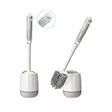 Scopino WC Scopino Bagno Silicone (2 confezioni), AISIR Spazzolone Bagno WC e Contenitore con Dispenser per Detersivo, Montaggio a parete e in Piedi-Bianco