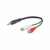 Goobay 50600 Adattatore Cavo Audio da 3.5mm, Connettore a Presa RCA Stereo, Nero, 0.2m Lunghezza del Cavo