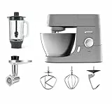 Kenwood KVC3170S Impastatrice Planetaria Chef, Robot da Cucina Mixer, con Frullatore e Tritacarne, 1000 W, 4.6 Litri, Acciaio, Metallo, Argento