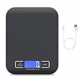 Bilancia da cucina digitale, 10 kg/1 g, bilancia da cucina digitale, ricaricabile USB, con display a LED e funzione tara, multifunzione per cottura e cottura