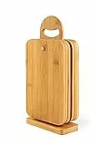 Excelsa Eco Living Set 6 Taglieri da Cucina con Supporto, Bamboo, Taglieri Cm. 23 x 15