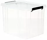 Amazon Basics - Contenitore portaoggetti impilabile da 38 L, Trasparente