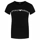 Emporio Armani Maglietta T-Shirt Donna 163139 0A317, Manica Corta, Girocollo (Nero/Logo Bianco, M)