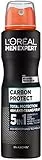 L'Oréal Men Expert Carbon Protect deodorante spray 4 in 1 protegge contro umidità ascellare e odori corporei e entusiasma grazie al suo profumo maschile (6 x 150 ml)