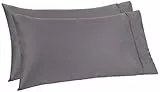 Amazon Aware - Set di federe in 100% cotone organico 300 fili 50 x 80 cm, grigio scuro, confezione da 2 pezzi