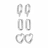 Orecchini Donna Argento 925 Orecchini Anallergici Donna,3 Coppie Orecchini Cerchio Piccoli per le Donne Uomini Ragazza Orecchini Donna Set 10mm,14mm