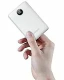 VEGER Power Bank 10000mAh, Caricabatterie Portatile da LED Display, Mini Batteria Esterna sottile e leggero universale con 2 Ingressi e 2 Uscite per iPhone, Samsung, Huawei, Xiaomi, ecc - Bianco