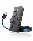Aceele Sdoppiatore Hub USB 3.0 a 4 Porte con Interruttori LED On/Off Individuali, Ciabatta Multipresa USB con Cavo Lungo 120cm Adattatore USB a Porte Multiple per Laptop, MacBook, PS4/PS5 e Altro