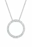 Elli Collana Donne Ciondolo Cerchio Classico con Cristalli in Argento Sterlino 925