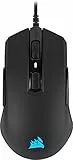 Corsair M55 PRO RGB, Ambidestri Mouse Gaming Ottico, 12400 DPI Ottico Sensore, Leggera, 8 Pulsanti Programmabili, Retroilluminazione LED RGB, Nero