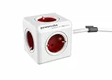 Allocacoc, P-CUBE-EXT, Cubo multipresa Powercube, 5 moduli, Schuko 230 V, colore: Rosso