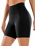 CRZ YOGA Donne Sensazione di Nudo Yoga Pantaloncini - 15cm A Vita Alta Allenarsi Biker Pantaloncini Nero 42