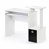 Furinno Econ Scrivania Multiuso per Computer con ripiano, Legno, Bianco/Nero, 40.01 x 40.01 x 86.61 cm