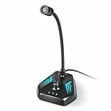 Btuty Microfono USB, microfono a condensatore con microfono da tavolo RGB con collo flessibile regolabile