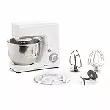Moulinex QA1501 Masterchef Essential Impastatrice Planetaria, 800 W, 4.8 Litri, Robot da Cucina in Acciaio Inox a 6 Velocità, Impastatrice per Pizza, Macchina per il Pane e per Dolci, Bianco