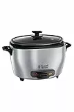 Russell Hobbs Cuociriso, Ciotola Antiaderente, 14 tazze, 1000 W, 5 L, Vassoio Pesce e Verdure, Acciaio Inox, Spatola e misurino inclusi, MAXICOOK 23570-56