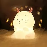 Diboniur Luce Notturna Bambini, Lucina Notte Ricaricabile USB, 7 Colori LED Lampada Silicone Comodino Tocco per Cameretta Regalo Neonato (Cervo)
