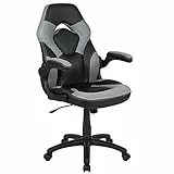 Flash Furniture Sedia da Corsa, plastica Poliuretano espanso, Tessuto a Rete, Legno Tecnico, Grigio, X10