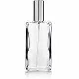 Atomizzatore Brand Fantasy Model Bottle in vetro trasparente, ovale, con pompa di atomizzazione + copertura in argento, per 100 ml, altezza 14 cm
