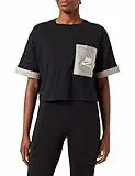 Nike W NSW SS Top HTG T-Shirt, Black/Moon Fossil/White, XS Donna
