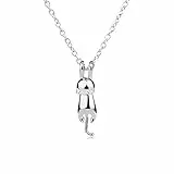 Collana con ciondolo 3D in argento a forma di simpatico gatto, superficie opaca o liscia, argento, colore: Smooth, cod. XL