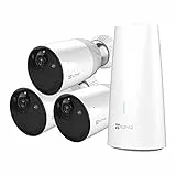 EZVIZ BC1 Telecamere a Batteria 1080p WiFi Esterno, Batteria Durata di 365 Giorni,100% Senza Fili, Visione Notturna a Colori, PIR, Audio Bidirezionale, Alexa, Kit da 3 telecamere con 1 Base