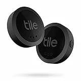 Tile Sticker (2022) Bluetooth Trova oggetti, 2 Pezzi, Portata di rilevamento di 45 m, batteria 2 anni, compatibile con Alexa e Google Home, iOS e Android, Trova chiavi, telecomandi e altro, nero