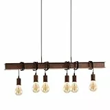 EGLO Lampada a sospensione Townshend 4, plafoniera vintage a 6 punti luce, lampada a sospensione dal design industrial, lampada a sospensione retrò in acciaio, marrone antico, E27