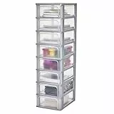 Iris Ohyama, Torre di stoccaggio in plastica, Cassetto da scrivania 8 x 7 L, Unità singola, OCH-2008, Grigio, Maniglia ergonomica - L35,5 x P26 x A96,5 cm